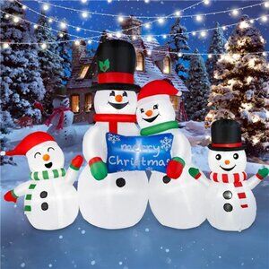 8FT Long Christmas Inflatables Snowman Outdoor Decorations, Christmas Blow Up